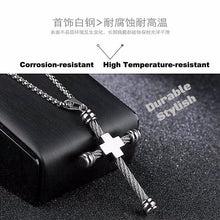 鈦鋼男士十字架項鍊 歐美新款設計  韓國型男不銹鋼十架吊墜  Titanium steel Men's Cross  Pendant & Necklace European and American design Korean Pop Star (0001MS)