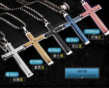 優質不銹鋼男士十字架項鍊 歐美新款設計  韓國型男吊墜 Stainless Steel Crystal Men's Cross  Pendant & Necklace European and American design High Quality Korean Pop Star (0005MS)
