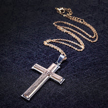 優質不銹鋼男士十字架項鍊 歐美新款設計  韓國型男吊墜 Stainless Steel Crystal Men's Cross  Pendant & Necklace European and American design High Quality Korean Pop Star (0005MS)