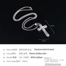 鈦鋼男士十字架項鍊 歐美新款設計  韓國型男不銹鋼十架吊墜  Titanium steel Men's Cross  Pendant & Necklace European and American design Korean Pop Star (0002MS)