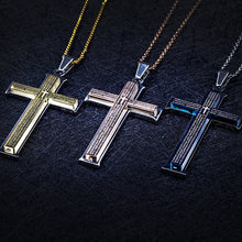優質不銹鋼男士十字架項鍊 歐美新款設計  韓國型男吊墜 Stainless Steel Crystal Men's Cross  Pendant & Necklace European and American design High Quality Korean Pop Star (0005MS)